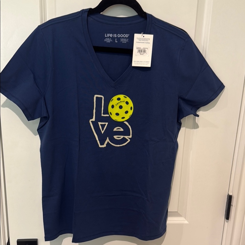 Life Is Good Navy Tee with Yellow Love Graphic